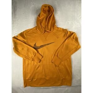 Nike Therma-Fit Men's Pullover Hoodie Orange Fleece Large